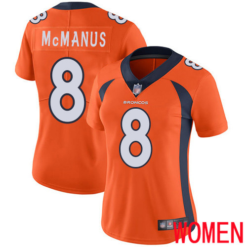 Women Denver Broncos #8 Brandon McManus Orange Team Color Vapor Untouchable Limited Player Football NFL Jersey->women nfl jersey->Women Jersey